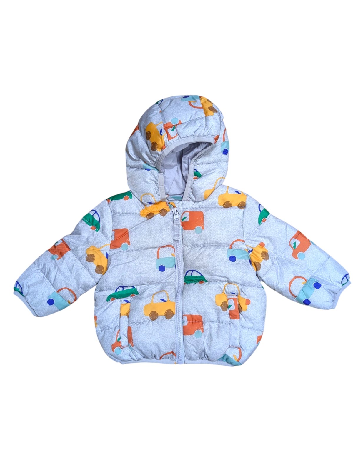 Zimní bunda šedá žíhaná s obrázky pro kluky secondhand M&S