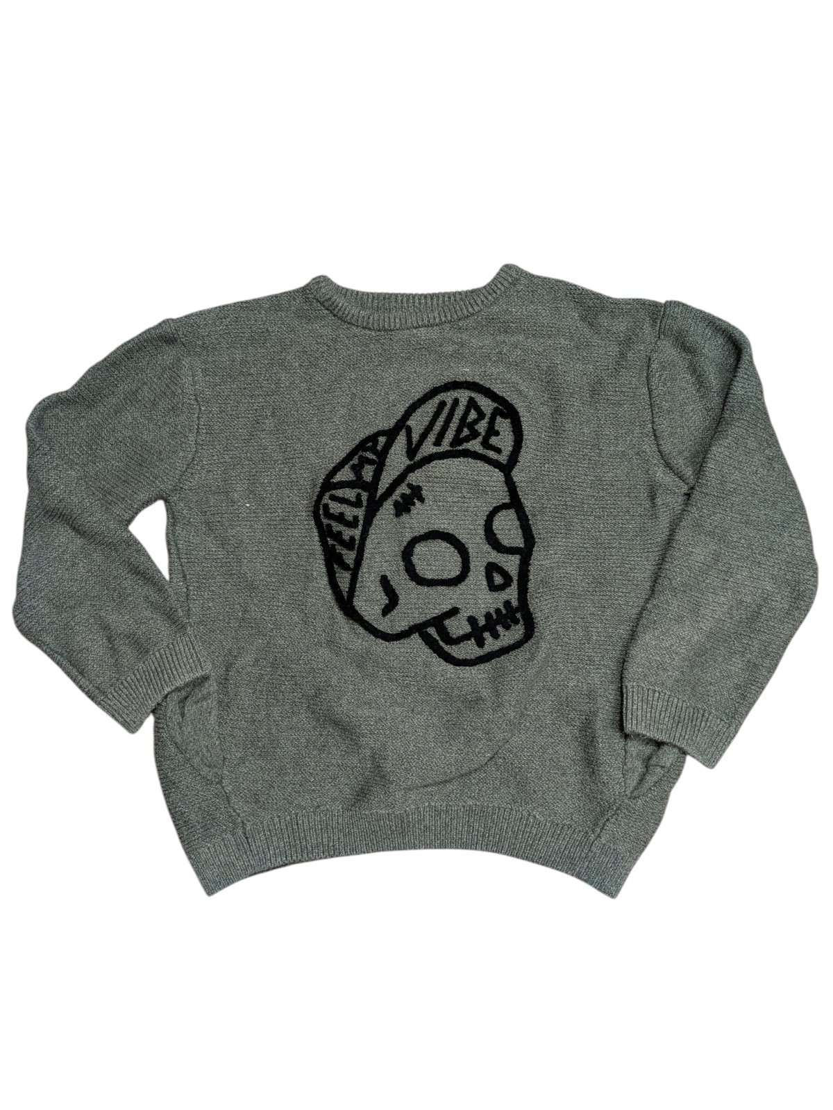 Tmavě zelený svetr s obrázkem pro kluky secondhand Zara