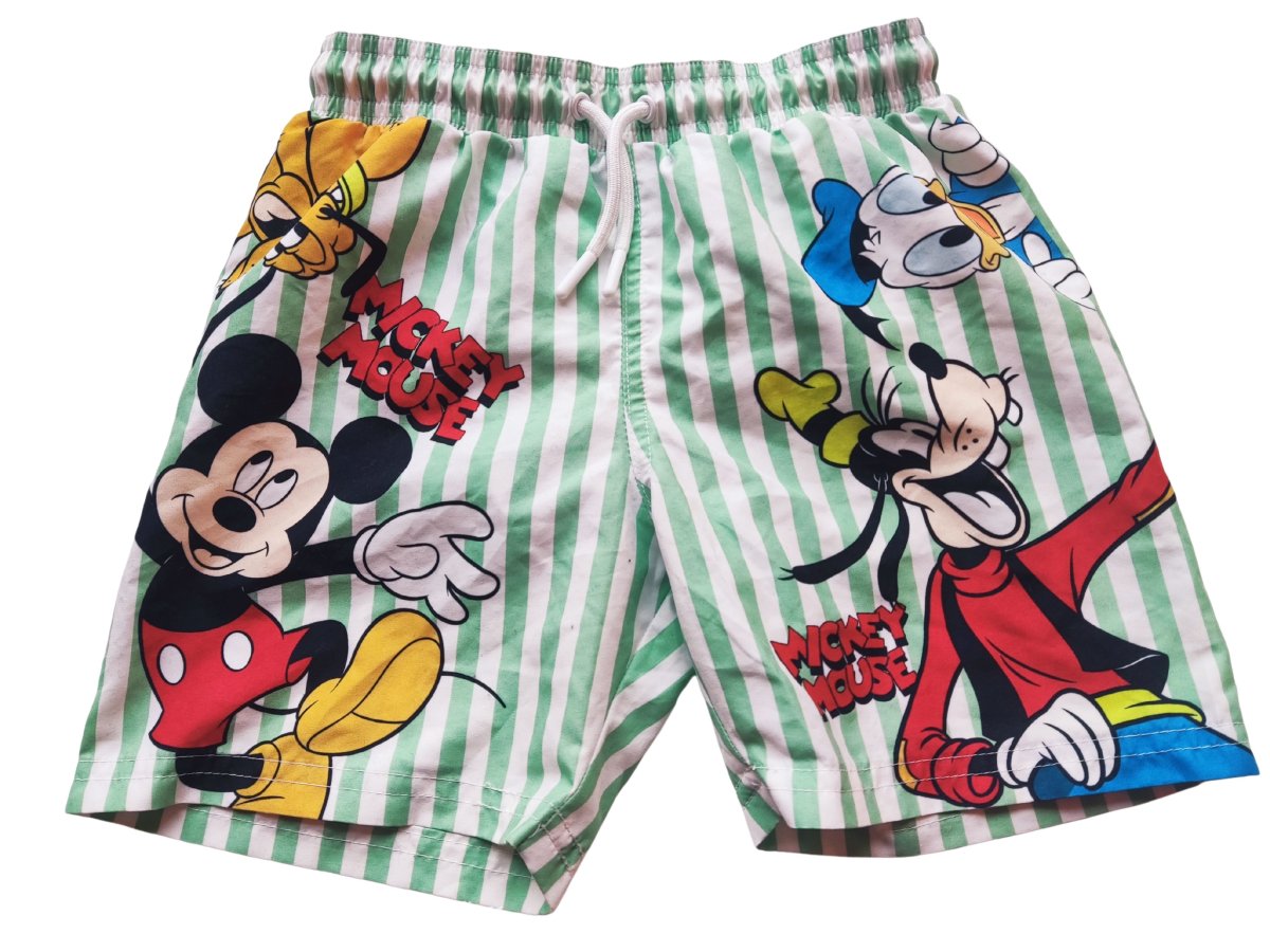 Zeleno bílé plavkové kraťasy Mickey pro kluky secondhand
