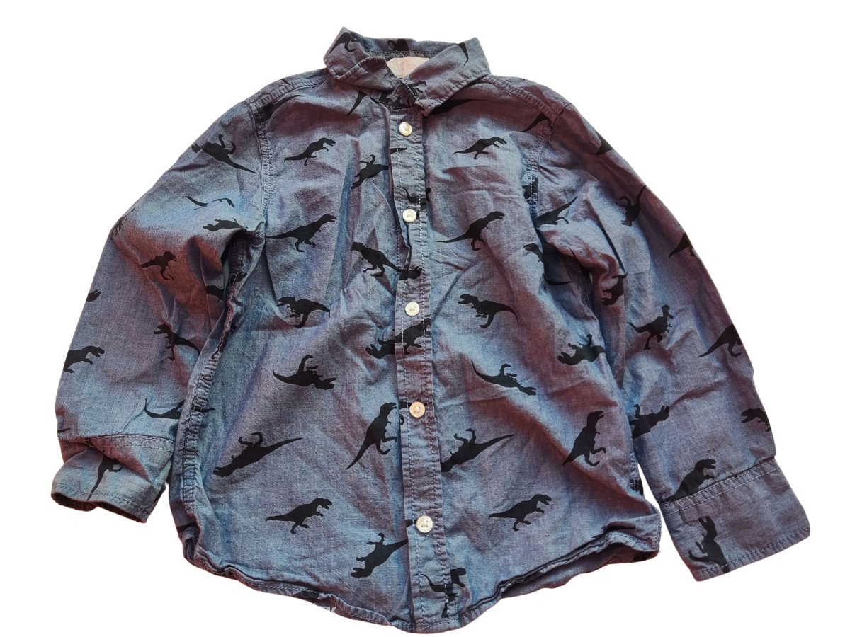 Tmavě modrá košile s dinosaury pro kluky secondhand H&M
