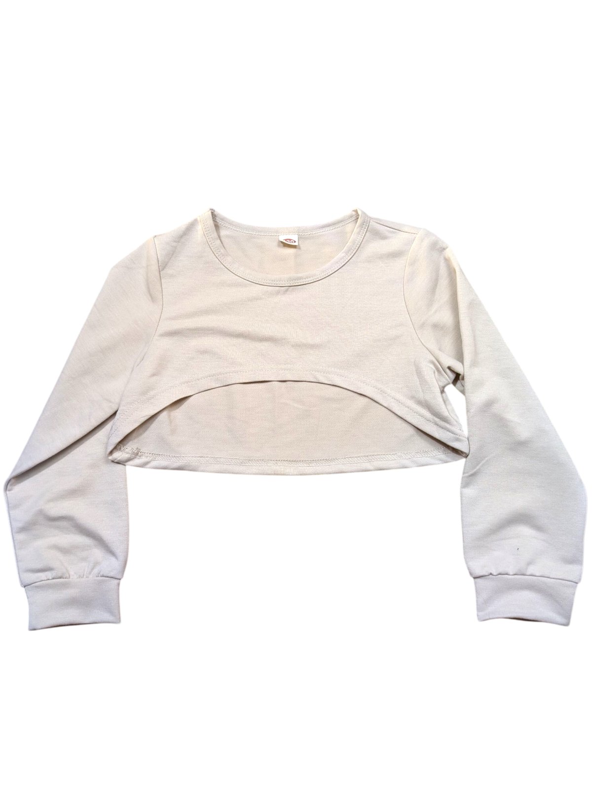 Světlé crop triko s dlouhým rukávem pro holky secondhand