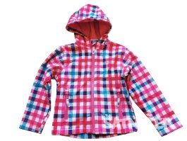 Kostkovaná jarní bunda růžová s kapucí pro holky secondhand Trespass