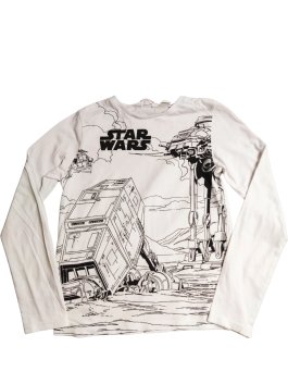 Bílé triko Star Wars s dlouhým rukávem secondhand H&M