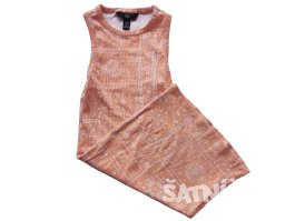 Šaty oranžové s bílým vzorem upnuté secondhand