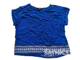 Letní triko krátké modré pro holky s bílým lemováním secondhand