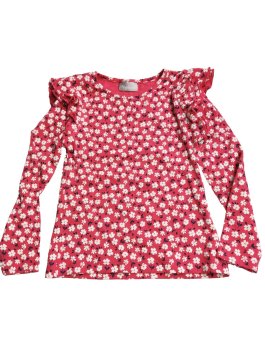 Červené triko kytkované dlouhý rukáv pro holky secondhand girlswear