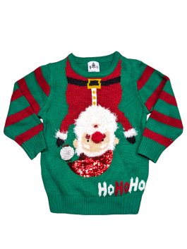 zelený svetr pro kluky s motivem Santy secondhand